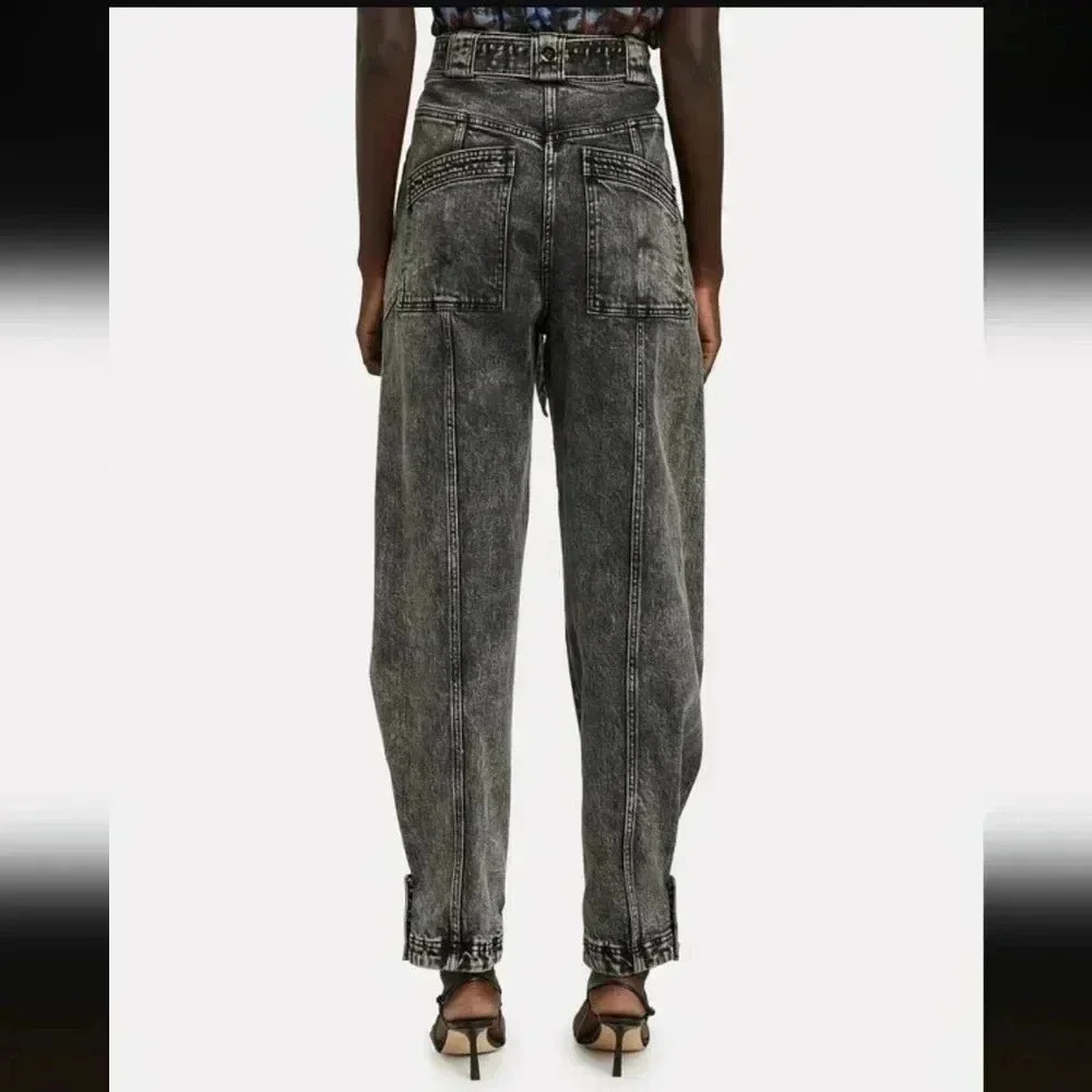 ULLA JOHNSON Carmen Belted Tapered acid washed Jeans - Picture 4 of 9